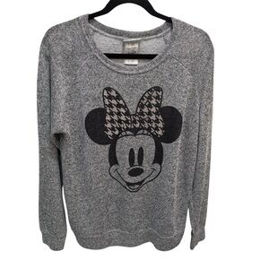 Minnie Mouse Sweater Womens Large Gray Disney Parks Knit Couture Magic Kingdom